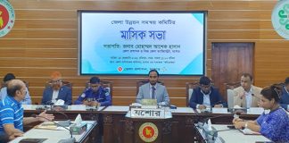 জেলা উন্নয়ন সমন্বয় কমিটির সভা অনুষ্ঠিত