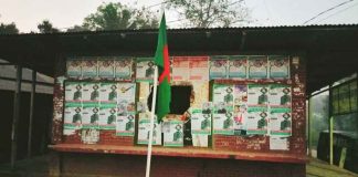 নড়াইলে আওয়ামী লীগ কার্যালয়ে পতাকা উত্তোলন