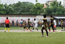 চৌগাছায় যশোর বনাম চৌগাছা ফুটবল একাদশের প্রীতি ম্যাচ ১-১ গোলে ড্র